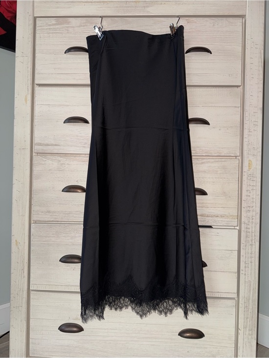 Joie Dresses & Skirts - Joie Black Lace-Trim Satin skirt